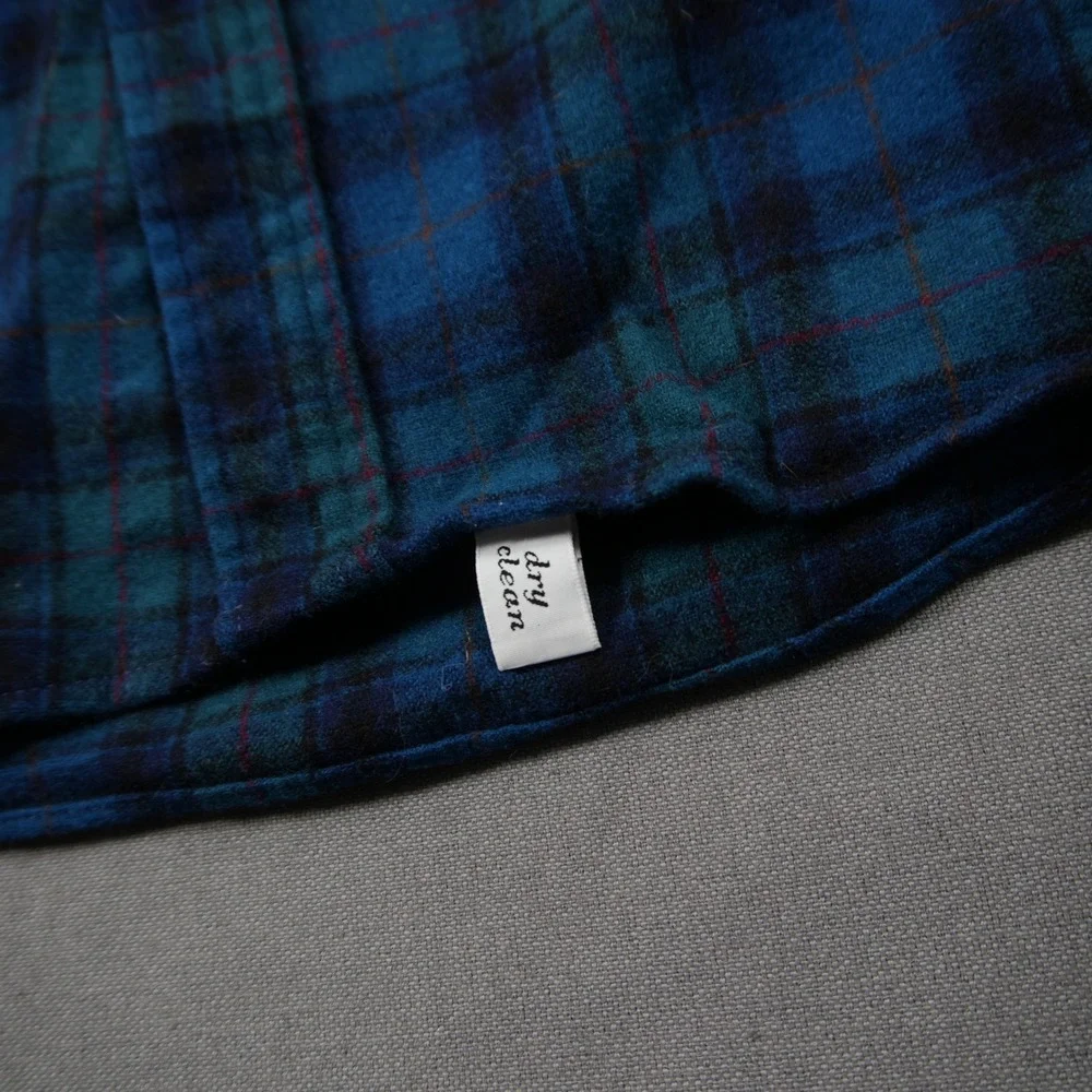 Pendleton Vintage Plaid Wool Flannel Men Shirt L Western Blue Logger Cabin Retro